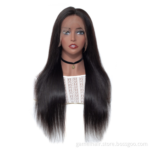 150% Density 40Inch Long Bone Straight Wigs Human Hair Pre Plucked Lace Front Wig